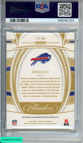 2022 PANINI FLAWLESS JIM KELLY #86 DIAMOND 4 OF 10 BILLS HOF PSA 10 GEM MT 99045123