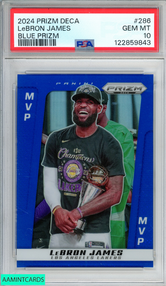2024 PANINI PRIZM DECA LEBRON JAMES #286 MVP BLUE PRIZM 65 OF 149 LAKERS PSA 10 122859843