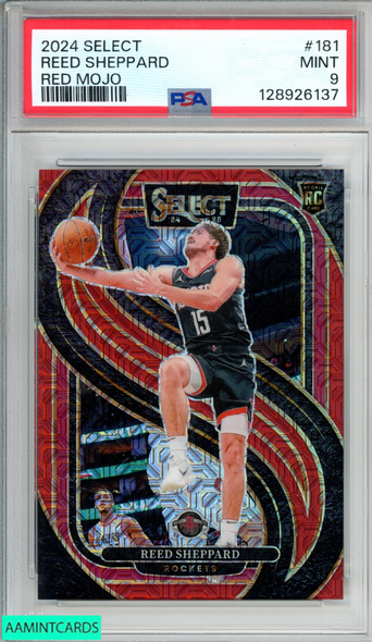 2024 PANINI SELECT REED SHEPPARD #181 RED MOJO 8 OF 20 ROOKIE RC PSA 9 MINT 128926137