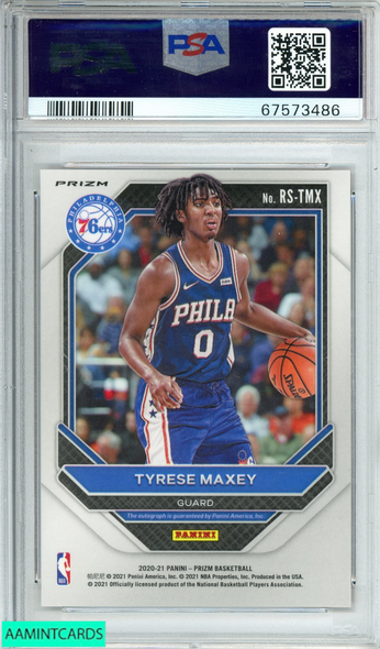 2020 PANINI PRIZM TYRESE MAXEY #TMX ROOKIE SIG-CHOICE PRIZM RC PSA 9 MINT 67573486
