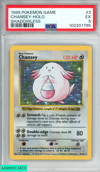 1999 POKEMON GAME CHANSEY HOLO #3 SHADOWLESS PSA 5 EX 102201765