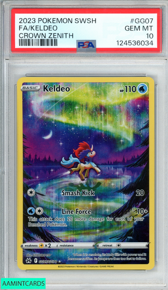 2023 POKEMON SWORD AND SHIELD CROWN ZENITH FA KELDEO #GG07 PSA 10 GEM MT 124536034