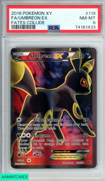 2016 POKEMON XY FATES COLLIDE FA UMBREON EX #119 PSA 8 NM-MT 74181433