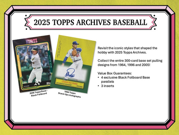 2025 Topps Archives Baseball Blaster Box - PRESALE