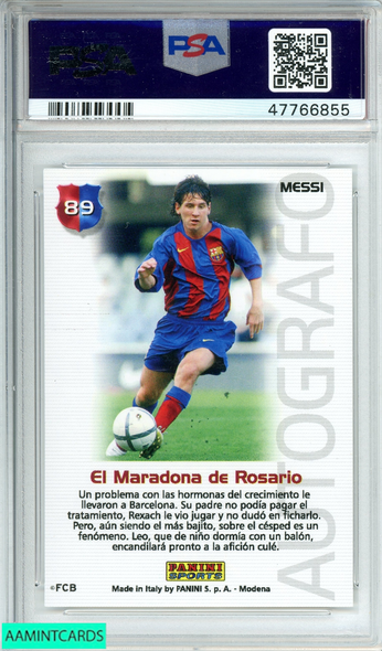 2004-05 PANINI SPORTS LIONEL MESSI #89 MEGA CRACKS BARCA-CAMPEON RC PSA 10 47766855