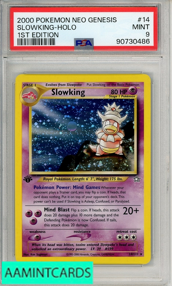 2000 POKEMON NEO GENESIS 1ST EDITION SLOWKING-HOLO #14 PSA 9 MINT 90730486