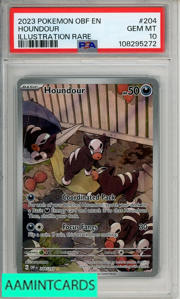 2023 POKEMON OBF EN-OBSIDIAN FLAMES HOUNDOUR #204 ILL RARE PSA 10 108295272