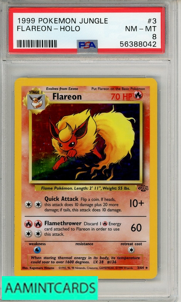 1999 POKEMON JUNGLE FLAREON-HOLO #3 PSA 8 NM-MT 56388042