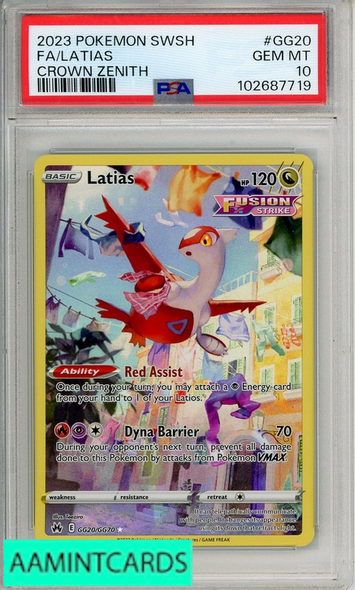 2023 POKEMON SWORD AND SHIELD CROWN ZENITH FA LATIAS #GG20 PSA 10 102687719