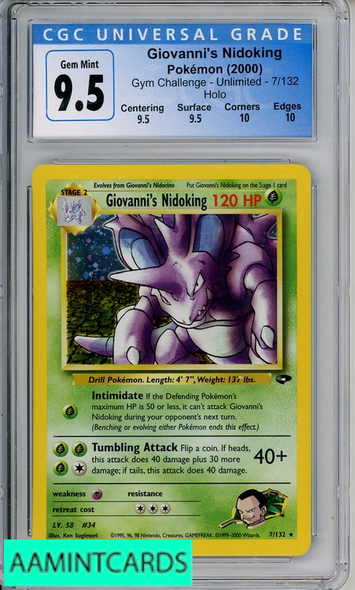 2000 POKEMON GYM CHALL UNLIMITED GIOVANNIS NIDOKING HOLO #7 CGC 8 4016937065