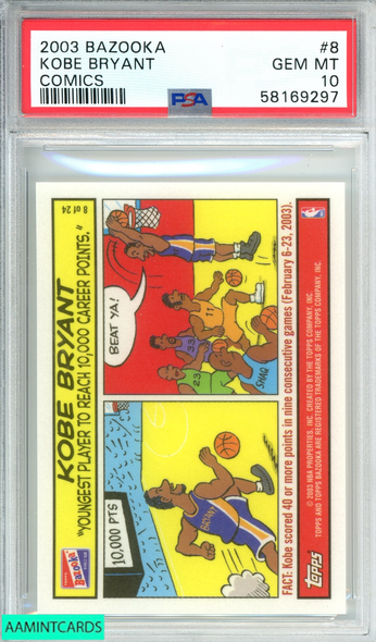 2003 BAZOOKA COMICS KOBE BRYANT #8 COMICS LA LAKERS PSA 10 GEM MT 58169297
