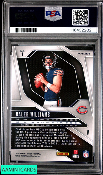 2024 PANINI PRIZM ROOKIE VARIATION CALEB WILLIAMS #1 RC BEARS PSA 10 GEM MT 116432202