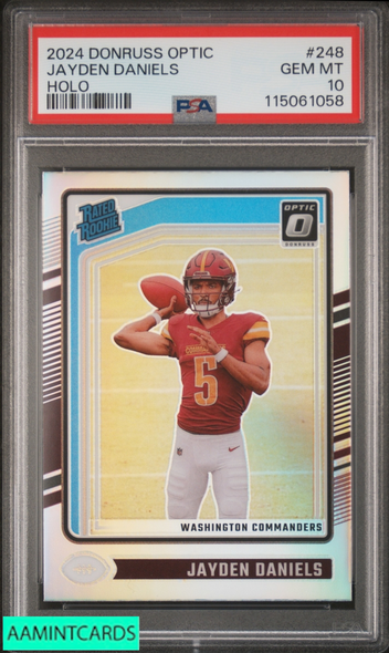 2024 PANINI DONRUSS OPTIC JAYDEN DANIELS #248 HOLO RATED ROOKIE RC PSA 10 GEM MT 115061058