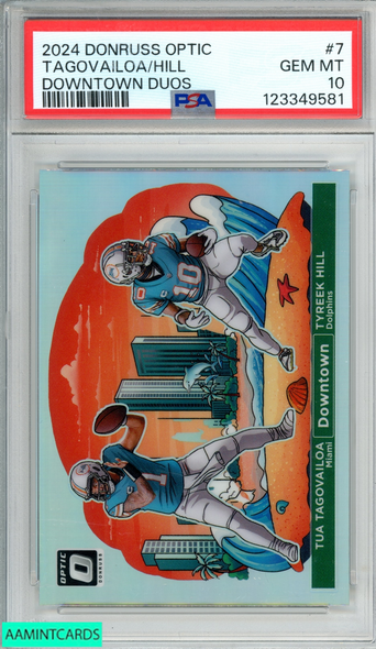 2024 PANINI DONRUSS OPTIC DOWNTOWN DUOS TUA TAGOVAILOA TYREEK HILL #7 PSA 10 123349581