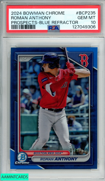 2024 BOWMAN CHROME PROSPECTS ROMAN ANTHONY #BCP235 BLUE 16 OF 150 RC PSA 10 127049306