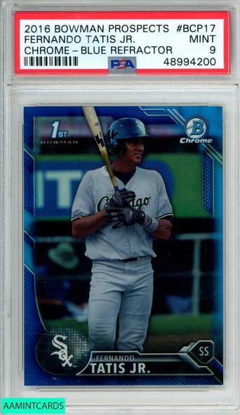 2016 BOWMAN PROSPECTS FERNANDO TATIS JR #BCP17 CHROME BLUE OF 150 1ST RC PSA 9 48994200