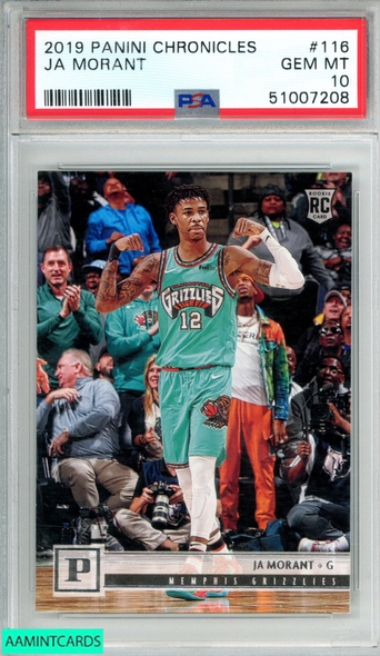 2019 PANINI CHRONICLES JA MORANT #116 ROOKIE RC GRIZZLIES PSA 10 GEM MT 51007208