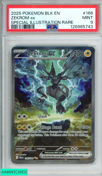 2025 POKEMON BLK EN BLACK BOLT ZEKROM EX #166 SPECIAL ILLUSTRATION RARE PSA 9 126965743