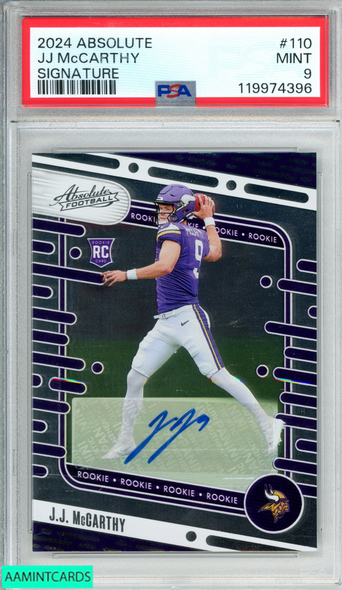2024 PANINI ABSOLUTE JJ MCCARTHY #110 SIGNATURE ROOKIE RC PSA 9 MINT 119974396