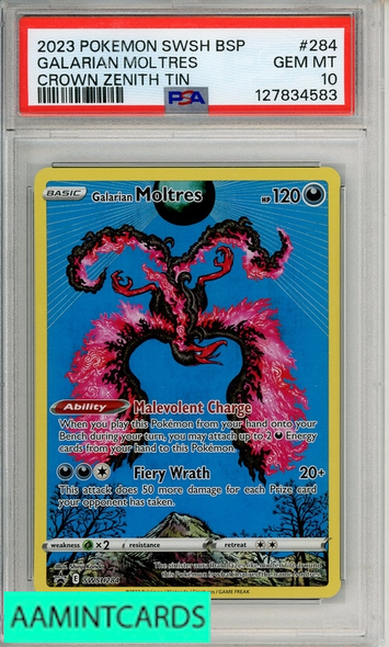 2023 POKEMON SWSH BSP GALARIAN MOLTRES #284 CRWN ZENITH TIN PSA 10 127834583