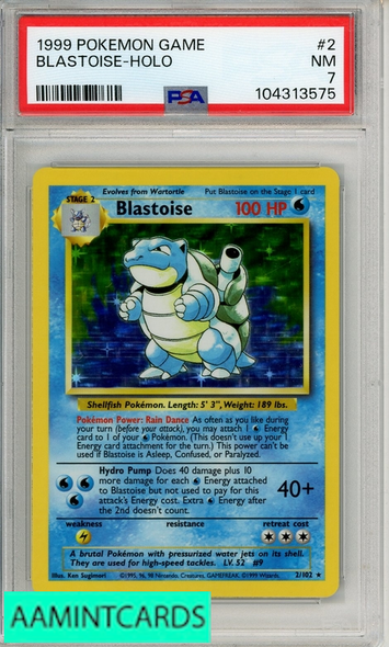 1999 POKEMON GAME BLASTOISE-HOLO #2 PSA 7 NM 104313575