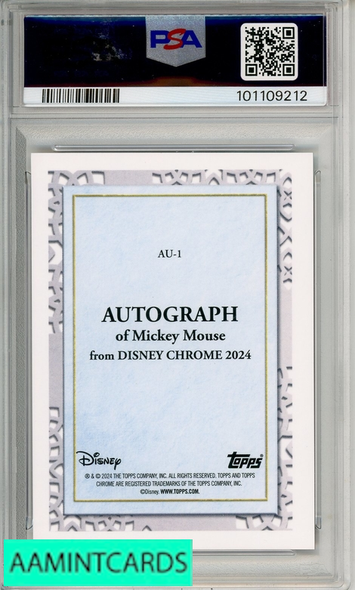 2024 TOPPS CHROME DISNEY FACSIMILE AUTOS MICKEY MOUSE #AU1 R B REF PSA 9 MINT 101109212