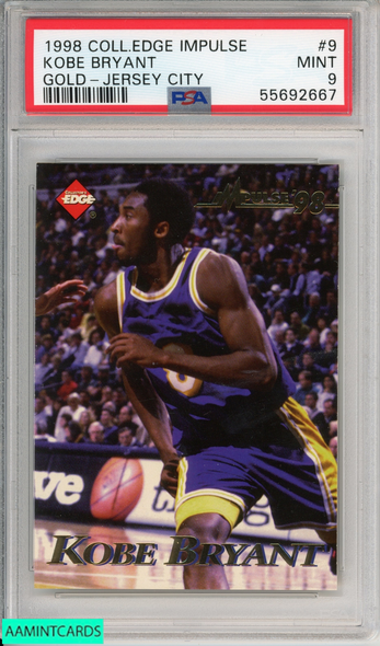 1998 COLL EDGE IMPULSE KOBE BRYANT #9 GOLD-JERSEY CITY LAKERS HOF PSA 9 MINT 55692667