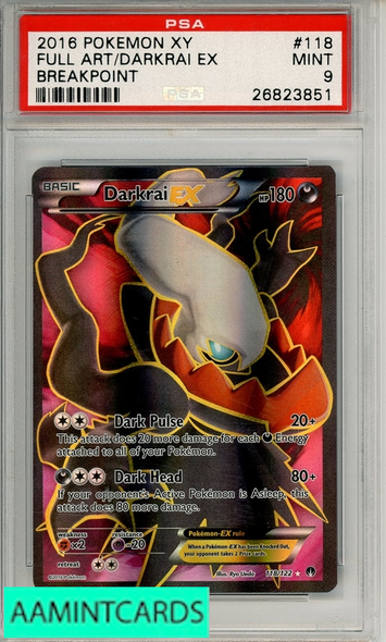 2016 POKEMON XY BREAKPOINT FA DARKRAI EX #118 PSA 9 MINT 26823851