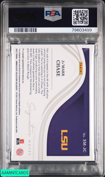 2021 IMMACULATE COLLEGIATE SIGNATURE MOVES JAMARR CHASE #SMJC 55 OF 99 RC PSA 9 79603499