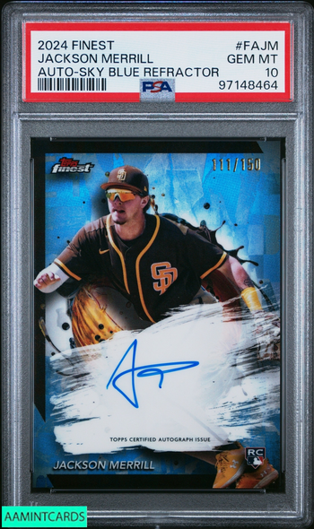2024 TOPPS FINEST AUTOGRAPHS JACKSON MERRILL #FAJM SKY BLUE 111 OF 150 RC PSA 10 97148464
