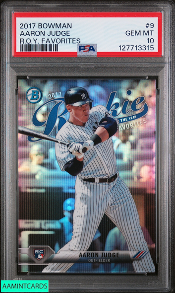 2017 BOWMAN ROOKIE OF THE YEAR ROY FAVORITES AARON JUDGE #9 RC PSA 10 GEM MT 127713315