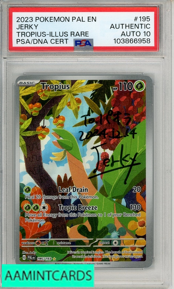2023 PKMN PAL EN-PALD EVOLVED TROPIUS #195 ILLUS RARE PSA A JERKY AUTO 10 103866958