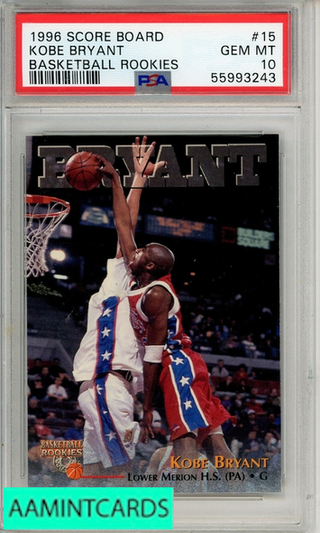 1996 SCORE BOARD BASKETBALL ROOKIES KOBE BRYANT #15 PSA 10 GEM MT 55993243