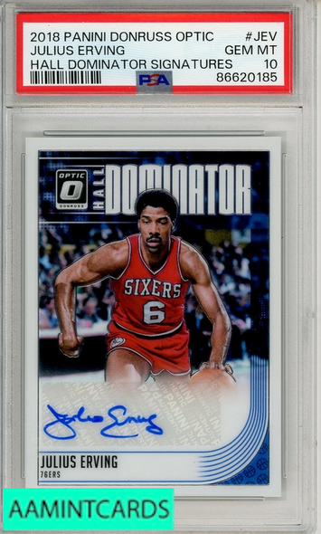 2018 PANINI DONRUSS OPTIC HALL DOMINATOR SIGNATURES JULIUS ERVING #JEV PSA 10 86620185
