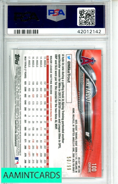 2018 TOPPS CHROME MIKE TROUT #100 SIGNING AUTO-GREEN REF  PSA 10 GEM MT 42012142
