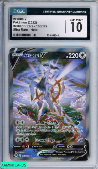 2022 POKEMON BRILLIANT STARS ARCEUS V #166 ULTRA RARE HOLO CGC 10 6016999048