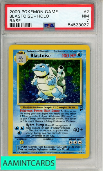 2000 POKEMON GAME BASE II BLASTOISE-HOLO #2 BASE II PSA 7 NM 54528027