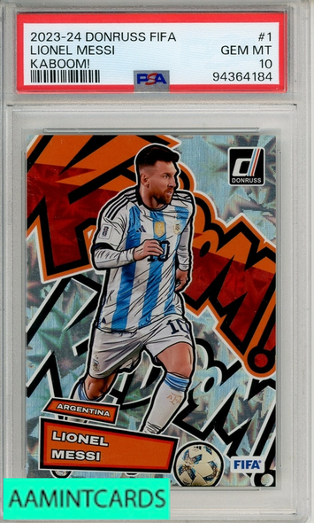 2023-24 PANINI DONRUSS FIFA KABOOM! LIONEL MESSI #1 PSA 10 GEM MT 94364184