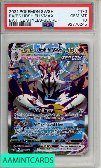 2021 POKEMON SWORD SHIELD BATTLE STYLES FA RS URSHIFU VMAX #170 SECRET PSA 10 92776245