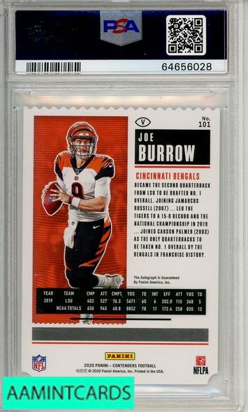 2020 PANINI CONTENDERS JOE BURROW #101 VARIATION AUTOGRAPH STUB PSA 9 RC 64656028