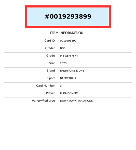 2023 24 PANINI ONE   ONE DOWNTOWN VARIATIONS LUKA DONCIC #3 BGS 9.5 0019293899