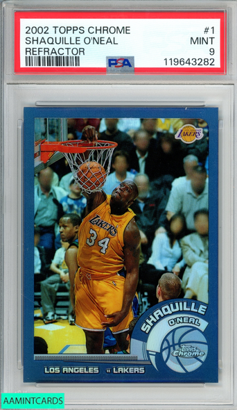 2002 TOPPS CHROME SHAQUILLE ONEAL #1 REFRACTOR LAKERS HOF PSA 9 MINT 119643282