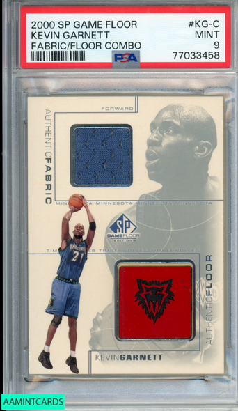 2000 SP GAME FLOOR KEVIN GARNETT #KG-C FABRIC FLOOR COMBO PSA 9 MINT 77033458