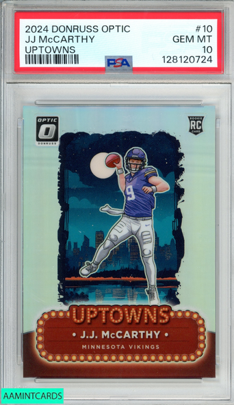 2024 PANINI DONRUSS OPTIC UPTOWNS JJ MCCARTHY #10 ROOKIE RC PSA 10 GEM MT 128120724