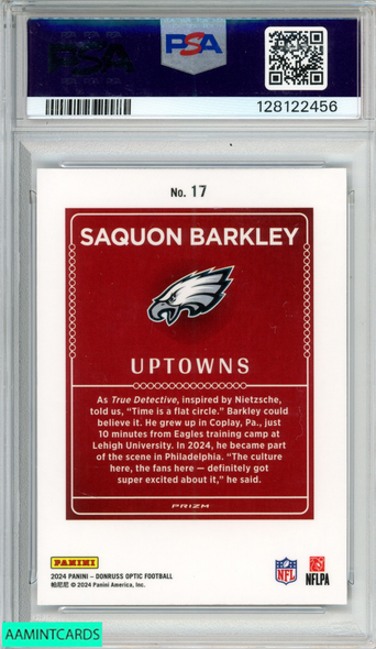 2024 PANINI DONRUSS OPTIC UPTOWNS SAQUON BARKLEY #17 EAGLES PSA 9 MINT 128122456