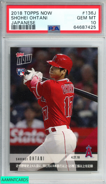2018 TOPPS NOW SHOHEI OHTANI #136J JAPANESE ROOKIE RC ANGELS PSA 10 GEM MT 64687425
