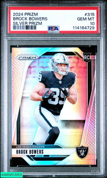 2024 PANINI PRIZM BROCK BOWERS #315 SILVER PRIZM ROOKIE RC PSA 10 GEM MT 114164729