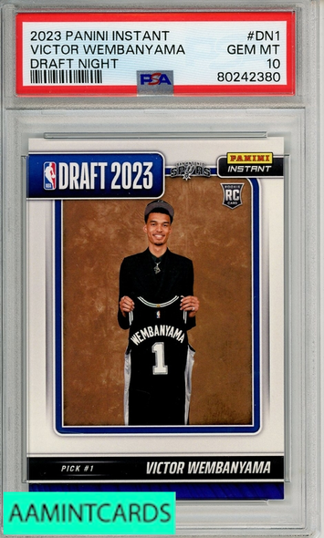 2023 PANINI INSTANT DRAFT NIGHT VICTOR WEMBANYAMA #DN1 PSA 10 RC 80242380