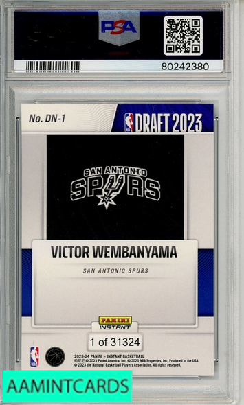 2023 PANINI INSTANT DRAFT NIGHT VICTOR WEMBANYAMA #DN1 PSA 10 RC 80242380