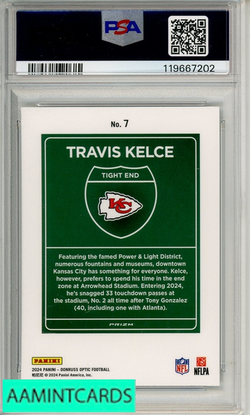 2024 PANINI DONRUSS OPTIC DOWNTOWN! TRAVIS KELCE #7 PSA 10 GEM MT 119667202